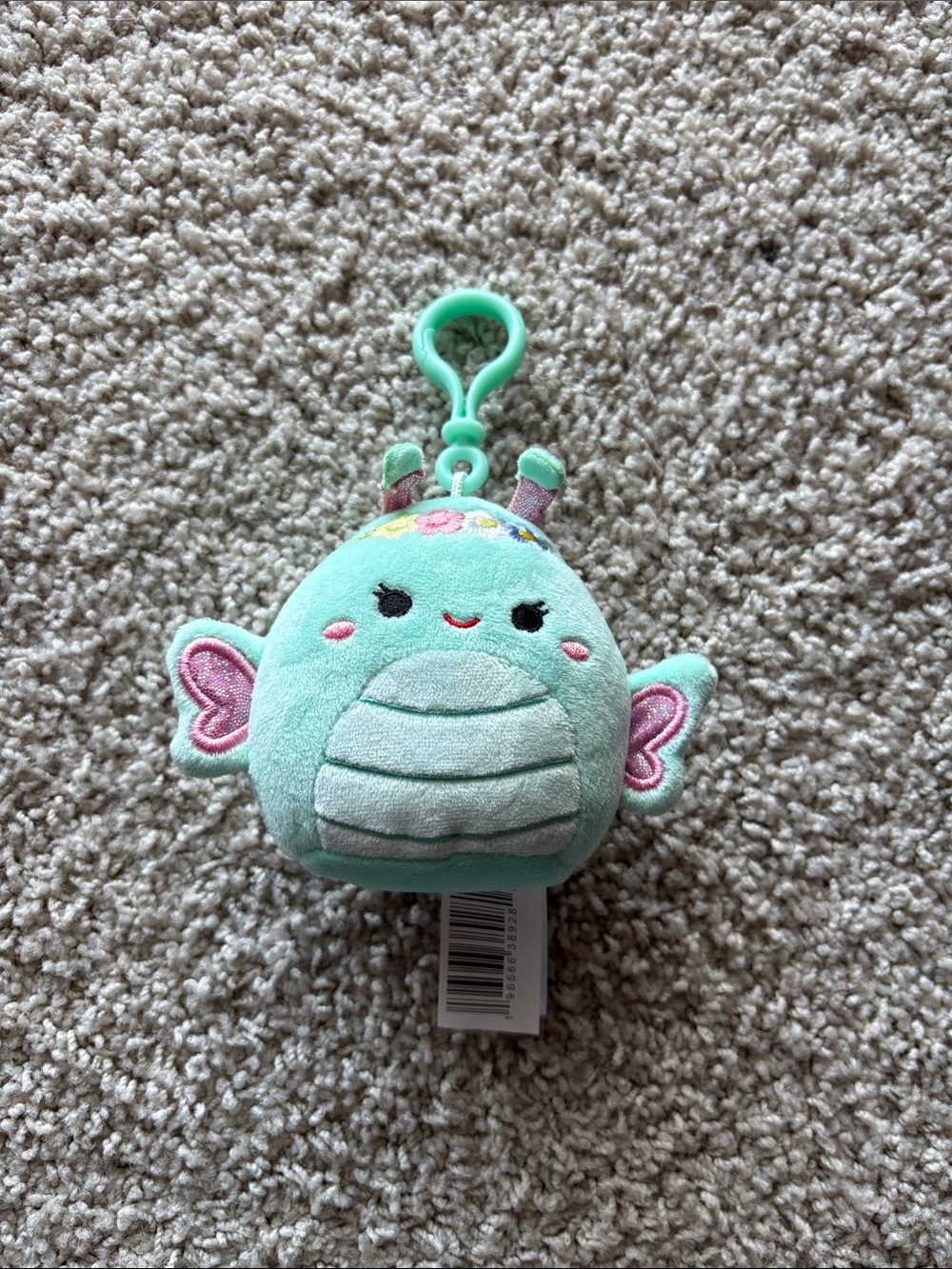 Squishmallows Mint Green Dragon Clip-On Plush with Pink Wings